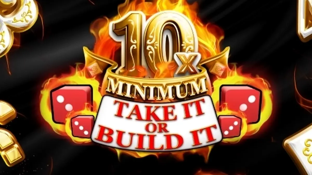 Tampilan visual antarmuka slot 10x Minimum Take It or Build It dengan 5 gulungan
