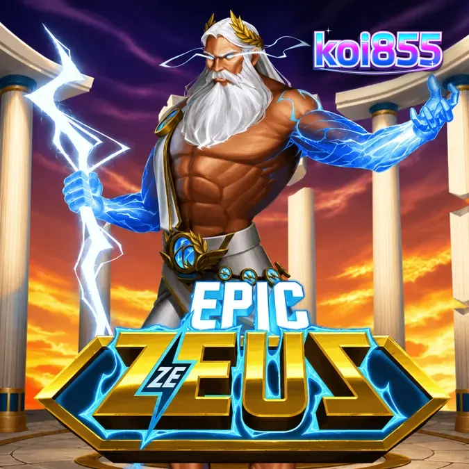 Tampilan grid 6x5 dalam permainan slot Epic Ze Zeus dengan efek visual petir