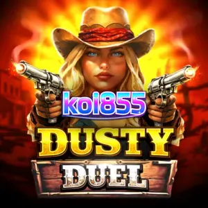 Tampilan visual slot Dusty Duel dengan latar belakang Wild West yang gersang